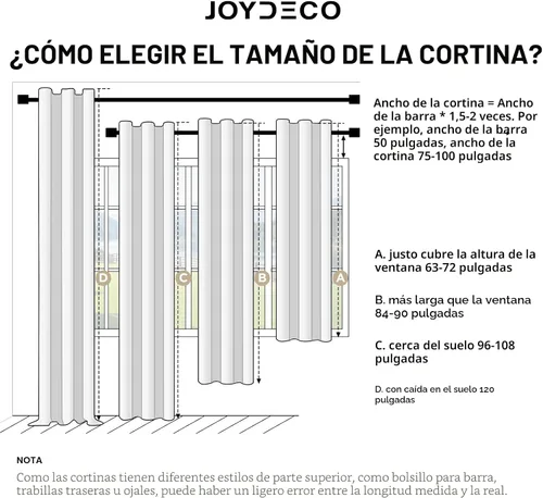 Vista 9 de Joydeco Cortinas negras 100% opacas para dormitorio, oscurecimiento de habitación, aislamiento térmico, cortinas cortas texturizadas con ojales