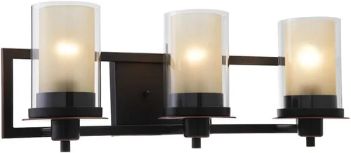 Vista 3 de Juno 73467 - Aplique de pared de bronce aceitado con 1 luz y vidrio transparente