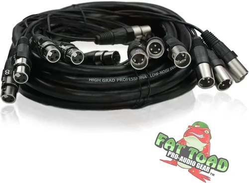 Vista 2 de Fat Toad Cable de serpiente XLR de 8 canales de 20 pies (ShieldedPRO X Series) – Cables de cable de conexión de audio con conectores hembra a macho