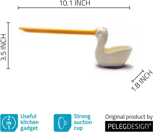 Vista 6 de PELEG DESIGN Pelix - Soporte de plástico para esponja y paño para fregadero de cocina con ventosa, organizador de cocina 2 en 1 y decoración, se