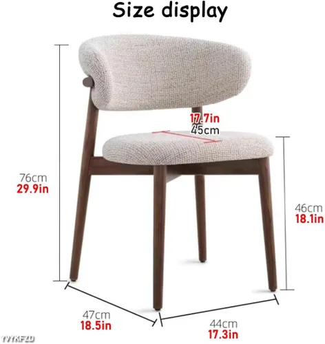 Vista 3 de YVYKFZD Juego de sillas de comedor, sillas de cocina de madera maciza, silla de comedor tapizada con respaldo curvo, silla de sala de estar sin Gris