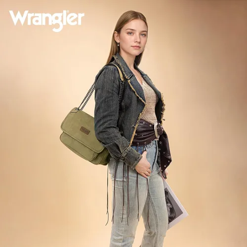 Vista 8 de Wrangler - Bolso de hombro para mujer, estilo retro, bolso cruzado con correa de cadena