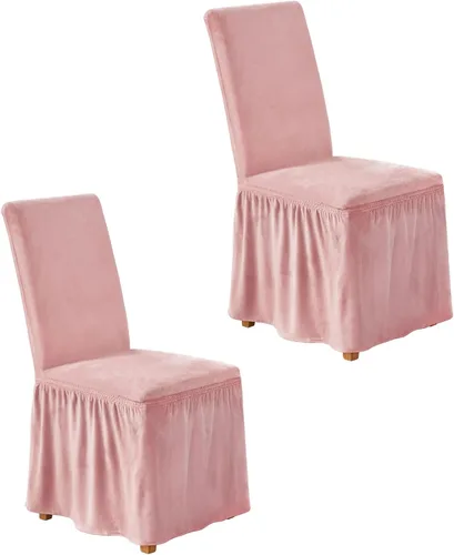 Vista 22 de NICEEC Fundas de silla de elastano para sillas de comedor, juego de 2 fundas de silla de comedor extraíbles con falda, fundas para sillas Parson