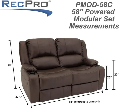 Vista 3 de RecPro Charles - Sofá reclinable doble de pared de 58 pulgadas, para autocaravana, con tela mejorada (color castaño)