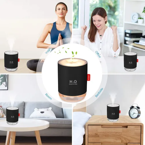 Vista 7 de Mini humidificador portátil de niebla fría, humidificador de escritorio personal USB de 16.9 fl oz para dormitorio de bebé, viajes, oficina, hogar