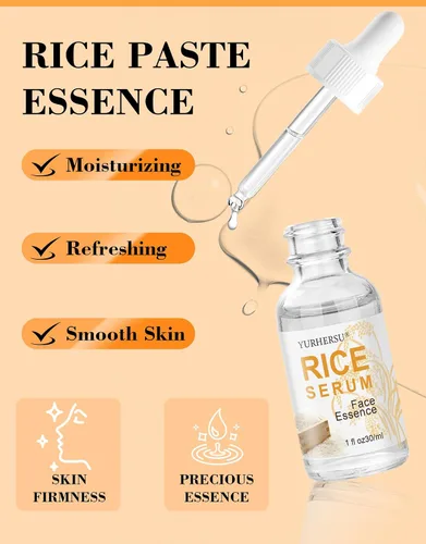 Vista 7 de Suero facial de arroz, esencia facial hidratante, reafirmante antiarrugas, antienvejecimiento, elimina líneas finas de la cara, suave profundamente