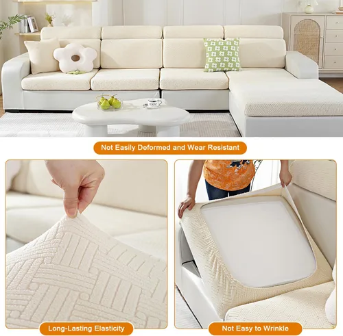 Vista 5 de Fundas de cojín para sofá, fundas de sofá mágicas, fundas lavables y elásticas para asientos seccionales y en forma de L, protectores de muebles