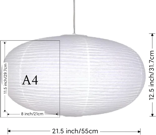 Vista 7 de Lámpara colgante oblata blanca grande 21.9 in (21,85 pulgadas) Chinses linterna decoración del hogar pantalla de techo de papel