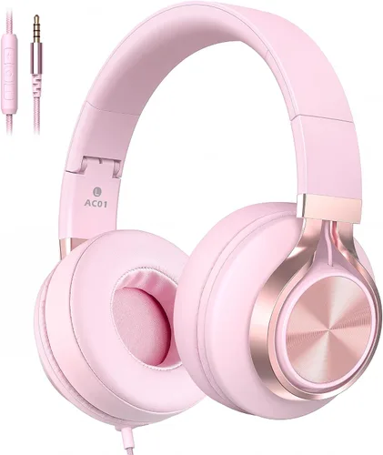 Vista 9 de AC01 auriculares de diadema con cable, auriculares pasivos con aislamiento de ruido, auriculares estéreo con cable con micrófono y control