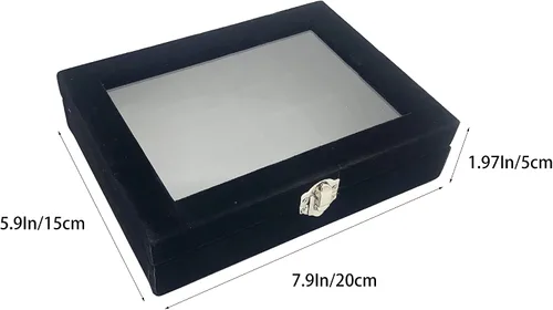 Vista 2 de Joyero organizador, caja de almacenamiento de joyería con tapa de vidrio transparente, caja de anillo de joyería de vidrio de terciopelo, caja