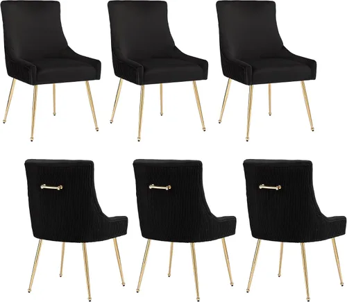 Vista 27 de adochr Juego de 2 sillas de comedor de terciopelo con patas de metal dorado 2-Azul oscuro