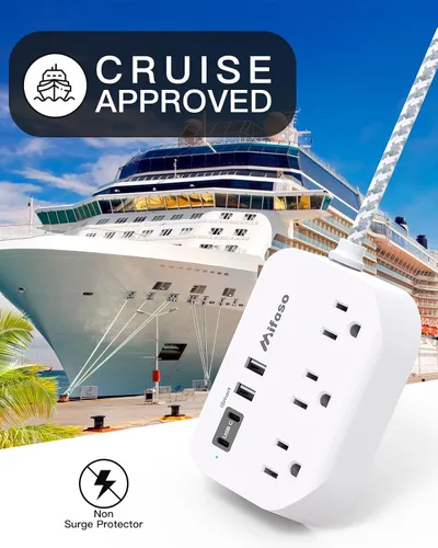Vista 3 de Regleta de alimentación de enchufe plano con puertos USB - Cable de extensión de 10 pies con 3 salidas y 3 puertos de carga USB, montaje en pared