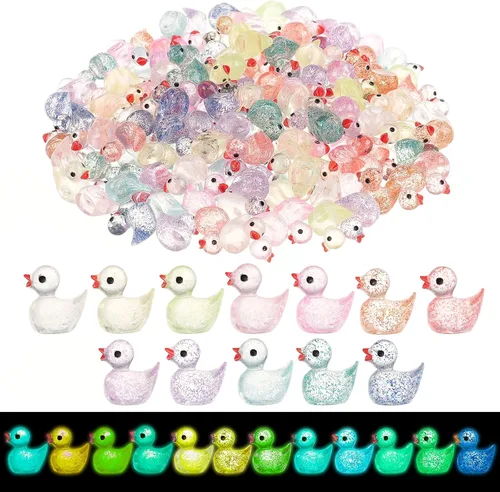 Vista 11 de 160 piezas de patos pequeños de Navidad con gorro de Santa, mini patos de resina, patitos pequeños de plástico para Navidad, accesorios para casa