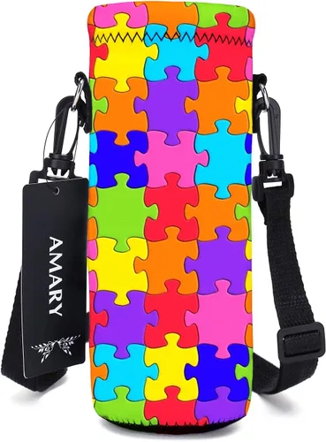 Vista 10 de AMARY Bolsa de neopreno para botella de agua de 25.4 fl oz con correa ajustable para el hombro, cubierta aislada para botellas de acero