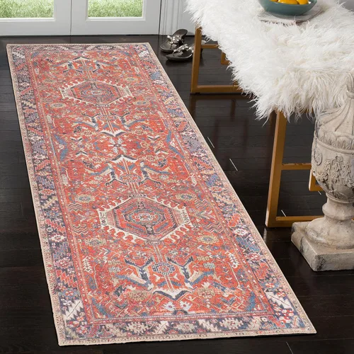 Vista 40 de GLN Rugs Traditional Collection - Alfombra de felpilla lavable a máquina, tradicional lavable, antideslizante, alfombra de felpilla de pelo corto