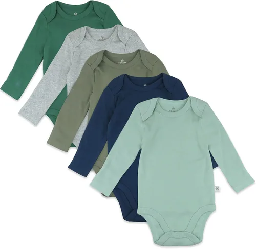 Vista 21 de HonestBaby Baby-girls - Paquete de 5 mamelucos de manga larga de una pieza 100% algodón orgánico para bebés y niñas Negro