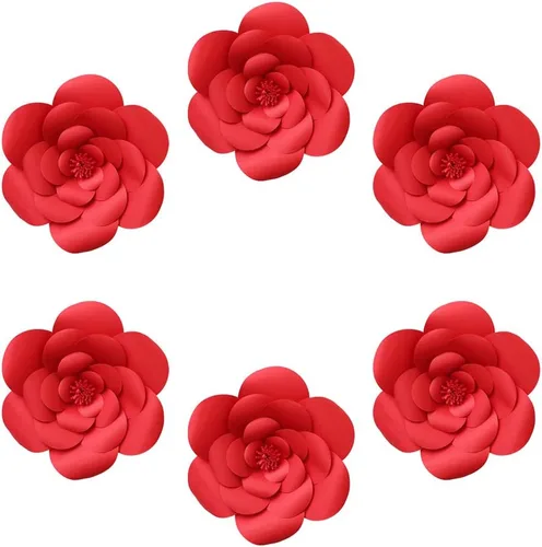 Vista 3 de Decoración de flores artificiales 3D de flores rojas para decoración de bodas (rojo 7.9 in)