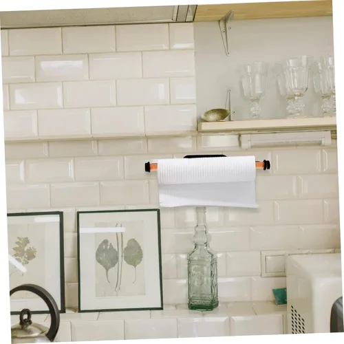 Vista 4 de Housoutil Práctico soporte de papel para colgar en la pared, estante de plástico para cocina, baño y sala de estar