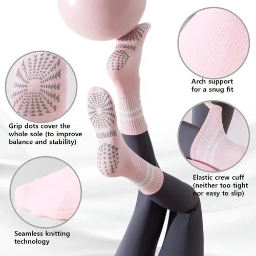 Vista 3 de ULEEMARK Womens Pilates Non slip Yoga Socks Dance Gym Exercise Ankle Socks