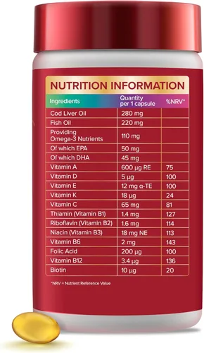 Vista 2 de Seven Seas Aceite de hígado de bacalao y vitaminas múltiples 90 cápsulas