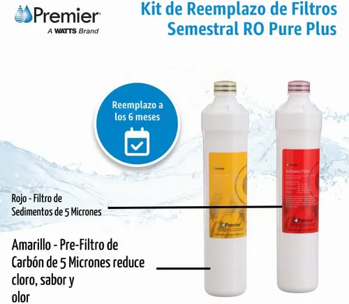 Vista 3 de Watts Premier Kit de filtración semestral RO Pure Plus de 2 unidades para sistema de ósmosis inversa Pure Plus/Zero Pure Plus de 4 etapas, reemplazo