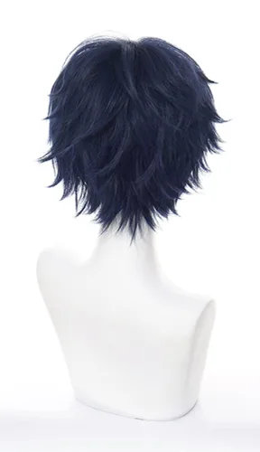 Vista 34 de COSPLAZA Peluca de cosplay de niña larga y recta azul profundo de pelo completo de anime