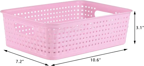 Vista 3 de Paquete de 8 cubos pequeños de organización y almacenamiento de despensa, organizadores domésticos para lavandería, baños, dormitorios, cocinas, Rosa