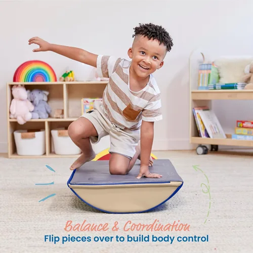 Vista 4 de ECR4Kids SoftZone - Constructores de equilibrio de troncos coloridos, juego para principiantes, surtido, 3 piezas