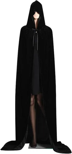 Vista 2 de Roevite Capa de terciopelo para mujer y hombre, de longitud completa, con capucha, para disfraz de cosplay