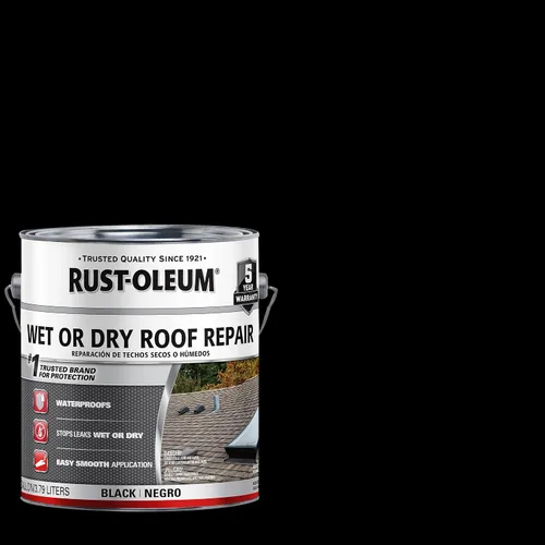 Vista 2 de Rust-Oleum Cemento reparador de techos a base de asfalto húmedo o seco, galón, negro, paquete de 2