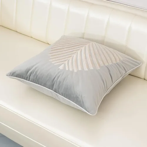 Vista 3 de Aeckself Funda de cojín para sofá de estilo granja, de 20 x 20 pulgadas, con bordado de hojas de terciopelo, funda de cojín cuadrada, lujosa