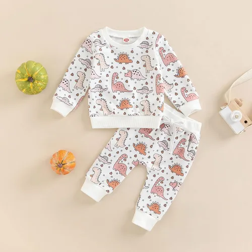 Vista 2 de Ropa para bebé recién nacido traje de flores de otoño e invierno manga larga sudadera con cuello redondo conjunto de pantalones