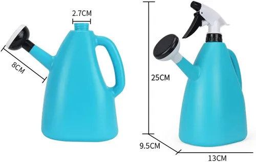 Vista 4 de Regadera y rociador de doble uso Herramienta de jardín Botella rociadora de riego 1 L (azul)