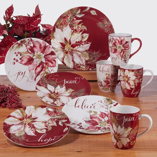 Vista 4 de Certified International Winters Joy - Platos llanos de 11 pulgadas, diseños surtidos, multicolor, grande, juego de 4