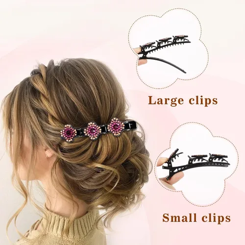 Vista 6 de Rsvelte - Pinzas trenzadas para el cabello con 3 clips pequeños, clip de pelo triple estilo elevador para niñas (paquete de 4)