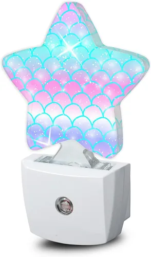 Vista 14 de Luces nocturnas con notas de arco iris, lámpara de pared enchufable, sensor inteligente del atardecer al amanecer para decoración del hogar