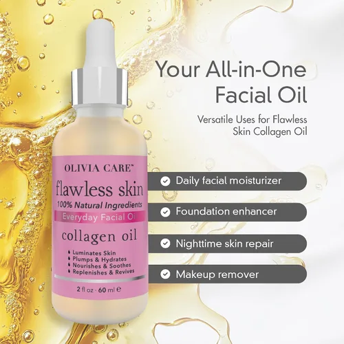 Vista 5 de Olivia Care Aceite facial de colágeno – Aceite facial esencial impecable 100% natural. Nutritivo, reviviente e hidratante calmante – para todo tipo