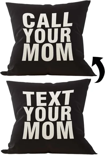 Vista 11 de Call Your Mom - Divertida funda de almohada para hija, hijo, accesorios de dormitorio, fiesta de graduación, 18 x 18 pulgadas, funda de cojín Negro