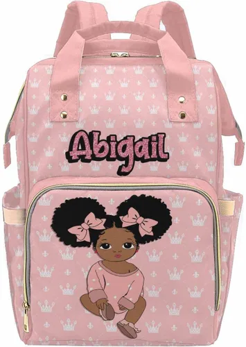Vista 11 de Newcos Bolsa de pañales personalizada con estampado de corona con nombre personalizado de África negra para mujer, bolsa de pañales de viaje casual