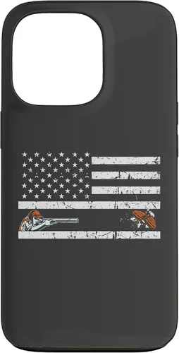 Vista 10 de Funda para iPhone 16 Orgullosa Bandera Americana Retro - Skeet Trap Clay Shotgun Shooting Case