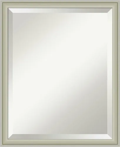 Vista 33 de Amanti Art - Espejo de baño plateado para sobre lavabo, espejo rectangular de níquel cepillado de 33x43, marco moderno extragrande, se cuelga