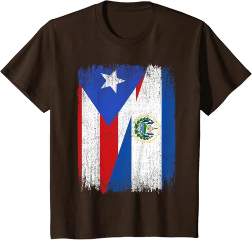 Vista 38 de Camiseta Half Puerto Rico El Salvador Flag Orgullo Salvadoreño Roots
