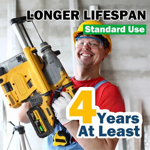 Vista 5 de Batería de repuesto de capacidad real compatible con la herramienta Dewalt 20V Max, celdas de iones de litio de grado automotriz, funda ignífuga