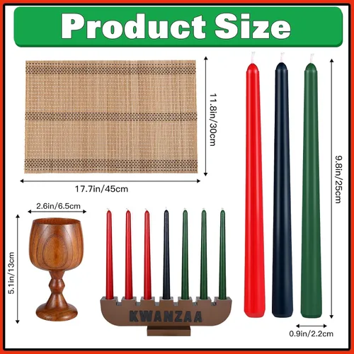 Vista 2 de DERTE Juego de velas Kwanzaa Kinara de 10 piezas para decoración