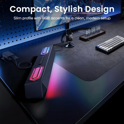 Vista 6 de Deeyaple Altavoces de computadora, barra de sonido inalámbrica de 40 W para PC de escritorio con Bluetooth 5.3 y audio USB, ecualizador