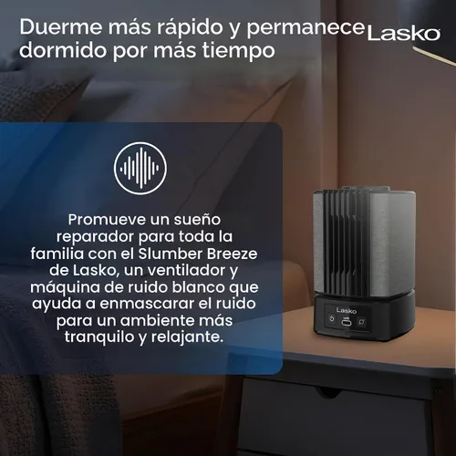 Vista 4 de Lasko Ventiladores de mesa Slumberbreeze de 8" Negro