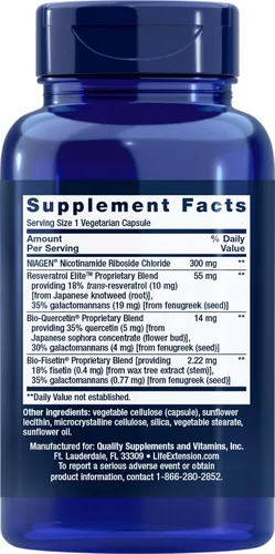 Vista 2 de Life Extension Regenerador celular NAD+ y Resveratrol Elite, 90 cápsulas vegetales