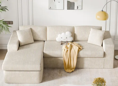 Vista 7 de Sofá modular modular de 105 pulgadas para sala de estar, sofá modular en forma de L con asiento profundo, sofá de espuma de nube con diván de gran