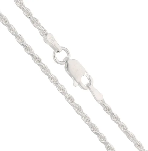 Vista 4 de Collar de cadena de plata de ley de 0.079in con corte de diamante (longitudes de 14, 16, 18, 20, 22, 24, 26, 28, 30, 32, 34, 36 pulgadas)