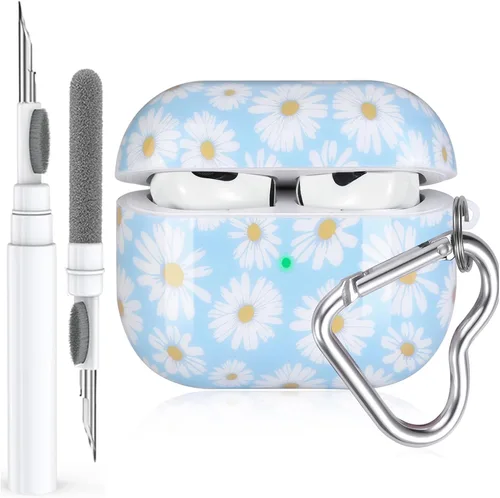 Vista 20 de Linda funda transparente para AirPods de 3ª generación, color verde, diseño de lazo femenino, TPU suave, a prueba de golpes, Kawaii Airpods